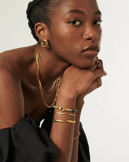 Harris Reed In Good Hands Beaded Gemstone Bracelet | 18ct Gold Plated/Turquoise, Lapis & Pearl