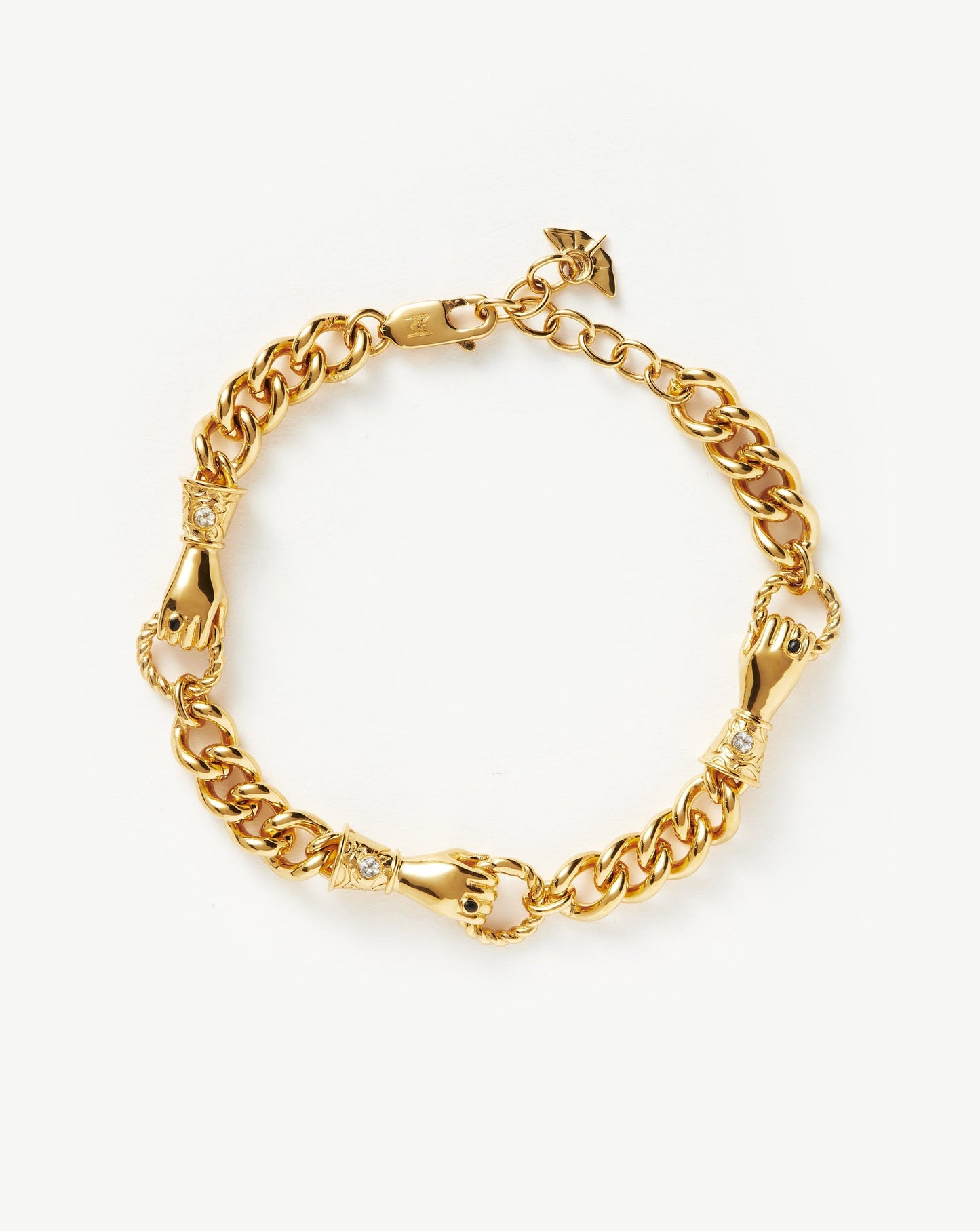 Harris Reed In Good Hands Charm Bracelet | 18ct Gold Plated/Black Onyx & Pearl