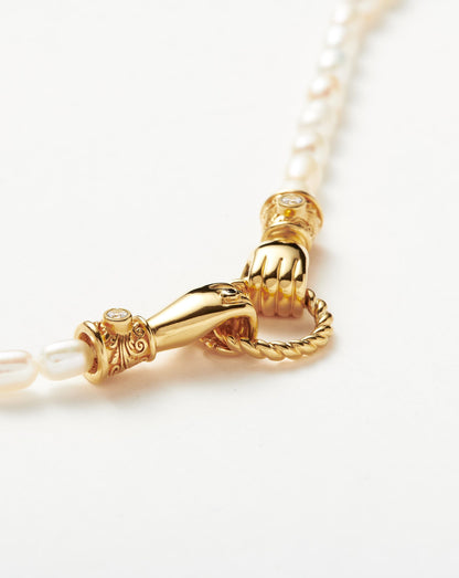 Harris Reed In Good Hands Pearl Bracelet | 18ct Gold Plated/Pearl & Black Onyx