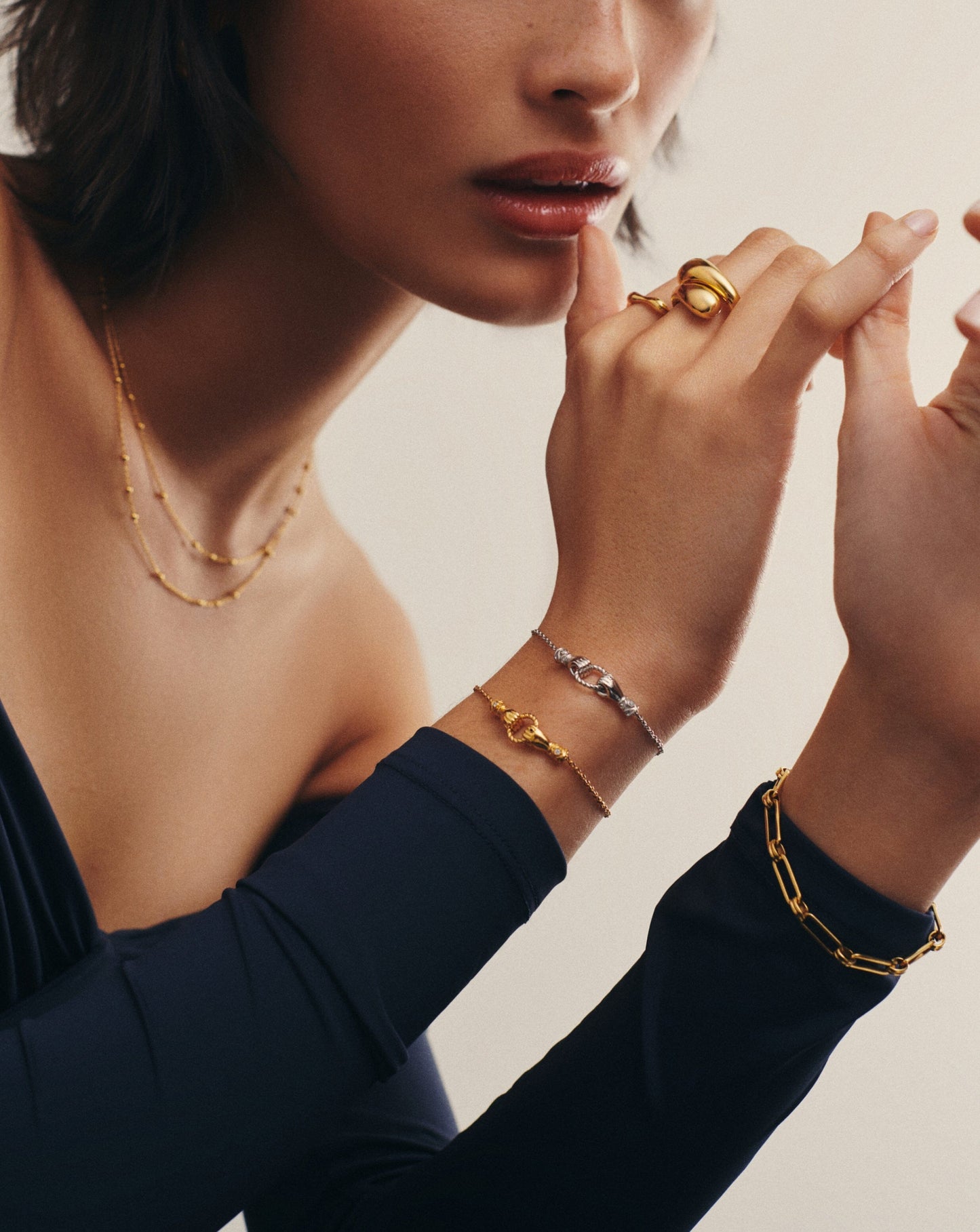 Harris Reed In Good Hands Slider Bracelet | 18ct Gold Plated/Cubic Zirconia