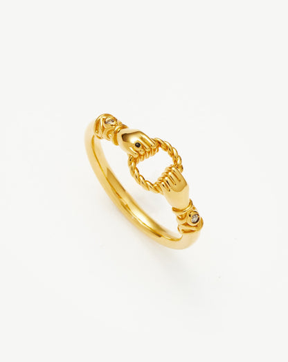 Harris Reed In Good Hands Stacking Ring | 18ct Gold Vermeil/Cubic Zirconia & Black Onyx