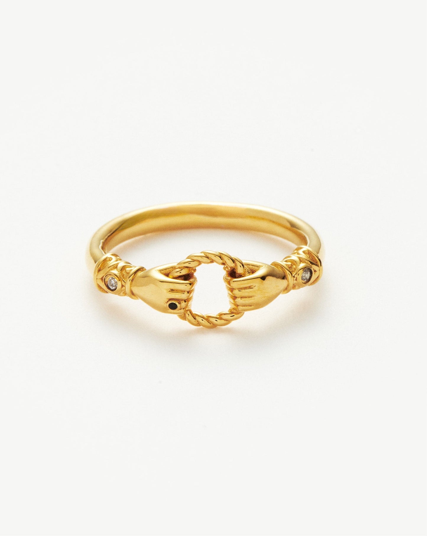 Harris Reed In Good Hands Stacking Ring | 18ct Gold Vermeil/Cubic Zirconia & Black Onyx