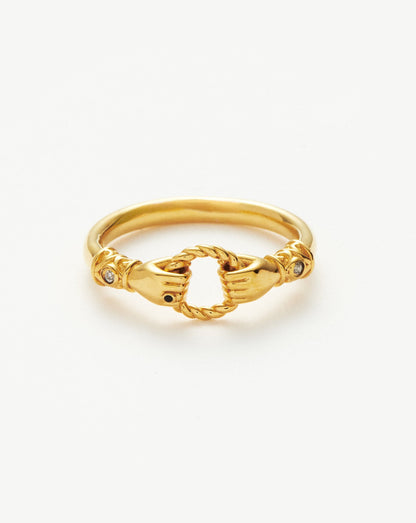 Harris Reed In Good Hands Stacking Ring | 18ct Gold Vermeil/Cubic Zirconia & Black Onyx