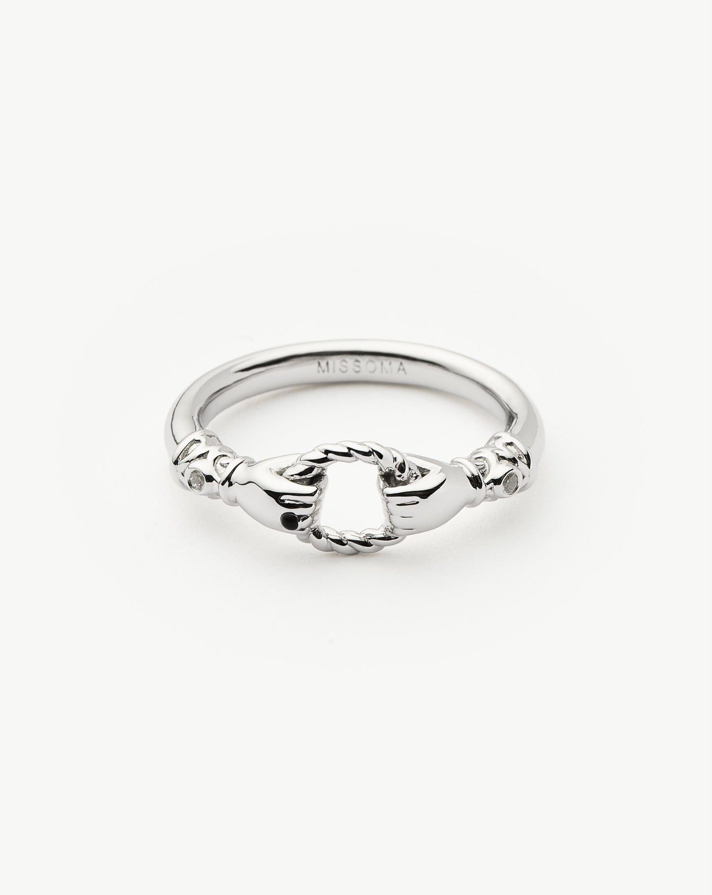 Harris Reed In Good Hands Stacking Ring | Sterling Silver/Cubic Zirconia & Black Onyx