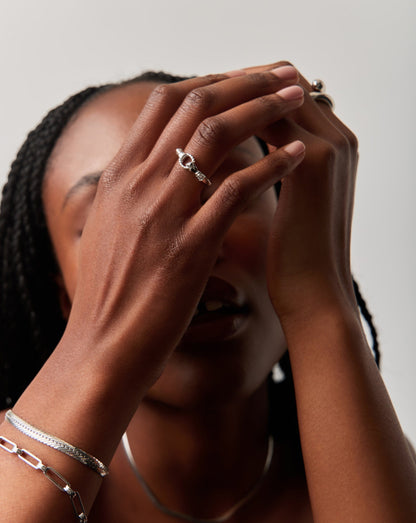 Harris Reed In Good Hands Stacking Ring | Sterling Silver/Cubic Zirconia & Black Onyx