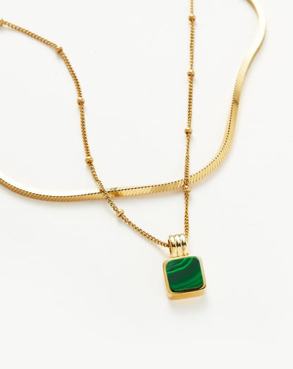Iconic Lucy Williams Malachite Necklace Set | 18ct Gold Vermeil/Malachite