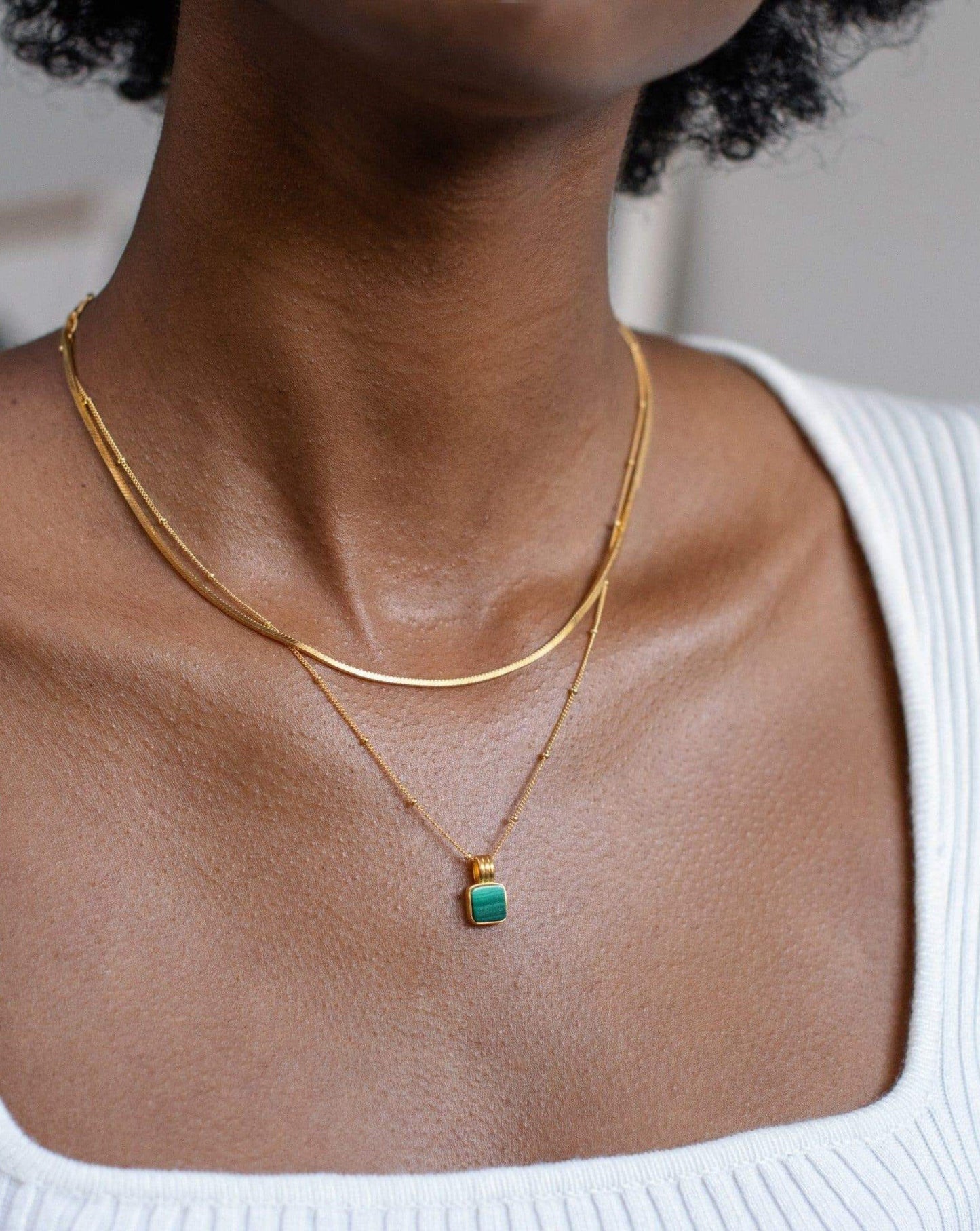 Iconic Lucy Williams Malachite Necklace Set | 18ct Gold Vermeil/Malachite
