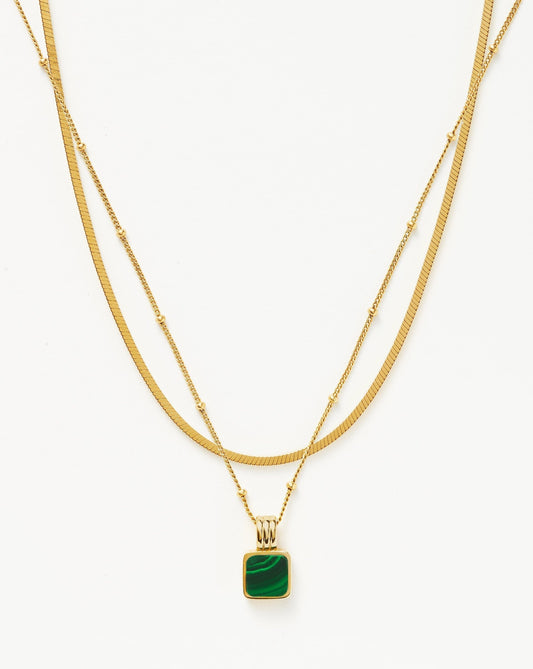 Iconic Lucy Williams Malachite Necklace Set | 18ct Gold Vermeil/Malachite