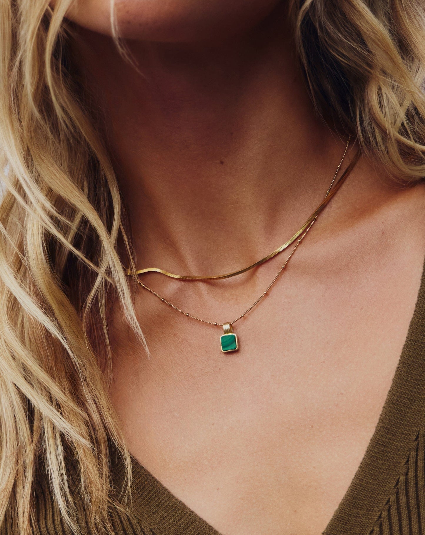 Iconic Lucy Williams Malachite Necklace Set | 18ct Gold Vermeil/Malachite
