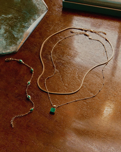 Iconic Lucy Williams Malachite Necklace Set | 18ct Gold Vermeil/Malachite