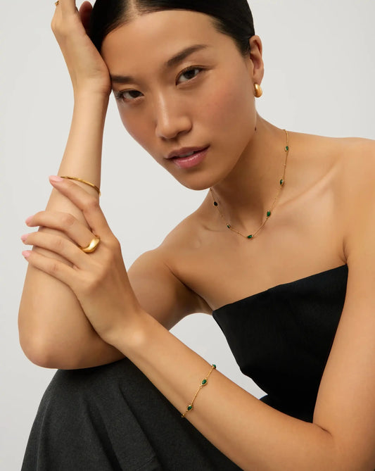 Iconic Magma Gemstone Choker & Bracelet Set | 18ct Gold Vermeil/Malachite
