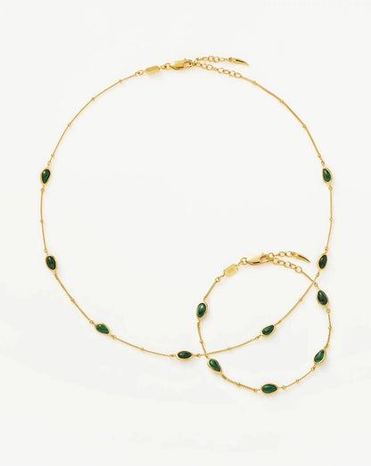 Iconic Magma Gemstone Choker & Bracelet Set | 18ct Gold Vermeil/Malachite