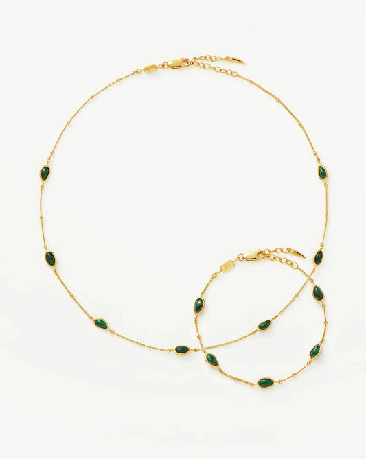 Iconic Magma Gemstone Choker & Bracelet Set | 18ct Gold Vermeil/Malachite