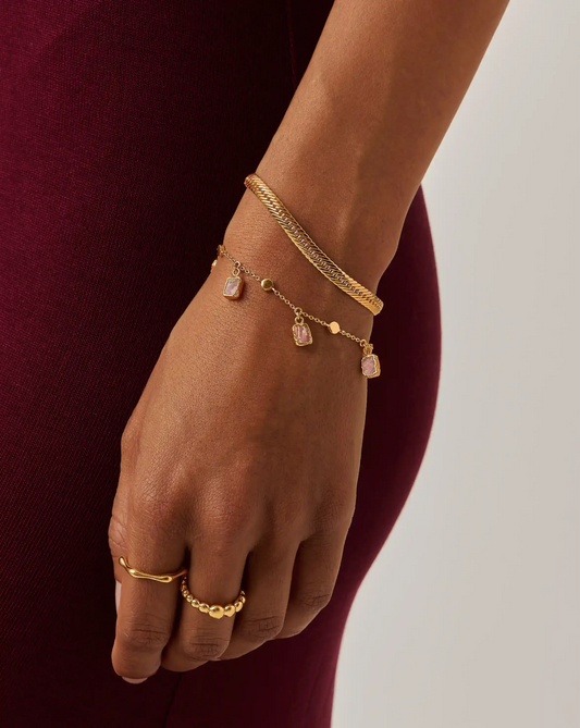 Lena Charm Bracelet | 18ct Gold Plated/Rhodochrosite