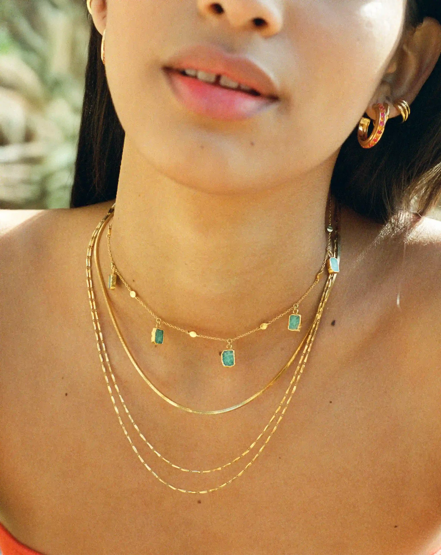 Lena Charm Choker | 18ct Gold Plated/Amazonite