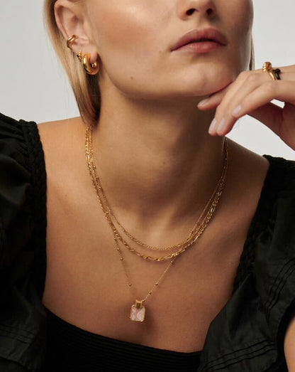 Lena Charm Necklace | 18ct Gold Plated/Rhodochrosite