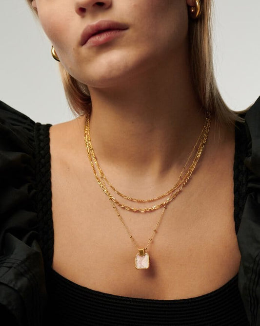 Lena Charm Necklace | 18ct Gold Plated/Rhodochrosite