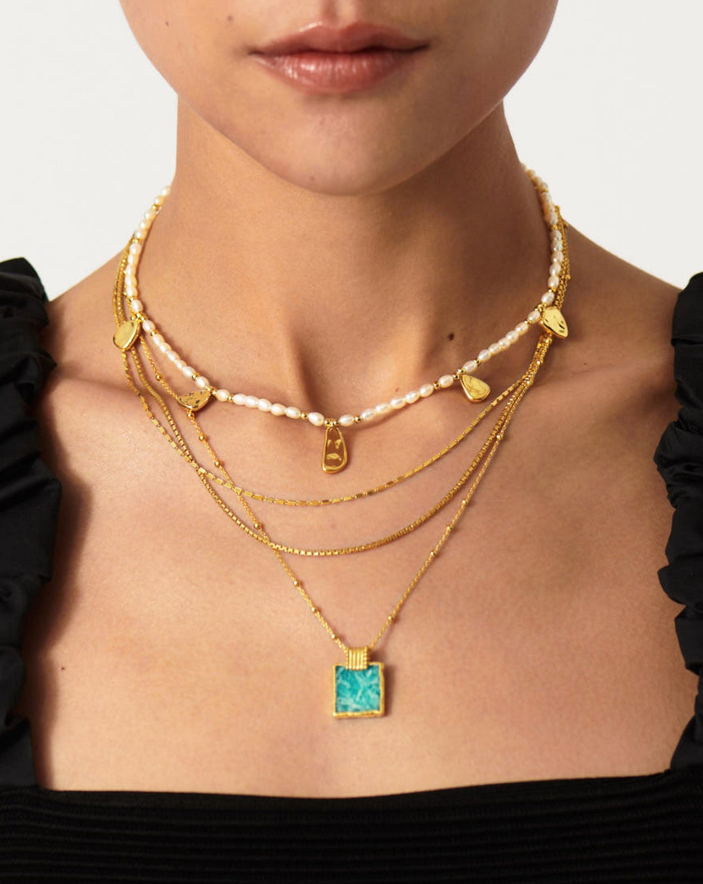 Lena Charm Necklace | 18ct Gold Plated/Amazonite