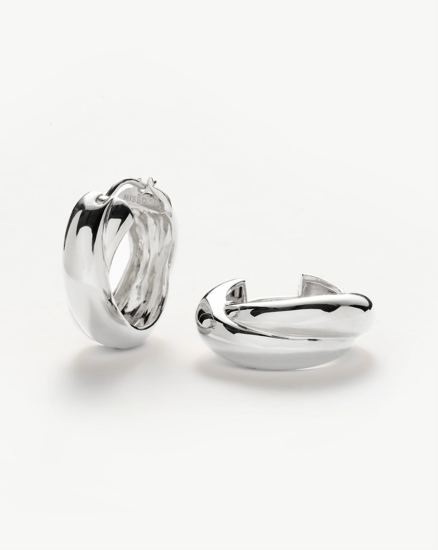 Lucy Williams Chunky Medium Entwine Hoop Earrings | Silver Plated