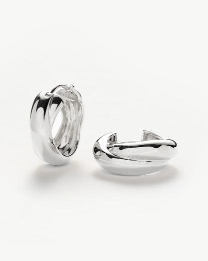 Lucy Williams Chunky Medium Entwine Hoop Earrings | Silver Plated