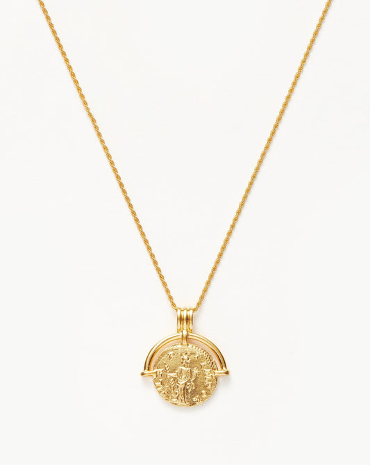 Lucy Williams Medium Engravable Roman Arc Coin Necklace | 18ct Gold Plated