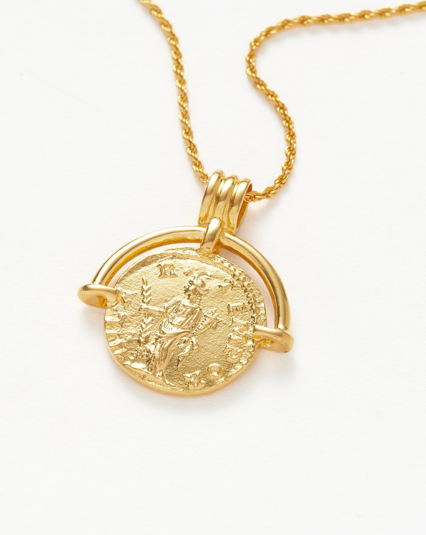 Lucy Williams Medium Engravable Roman Arc Coin Necklace | 18ct Gold Plated