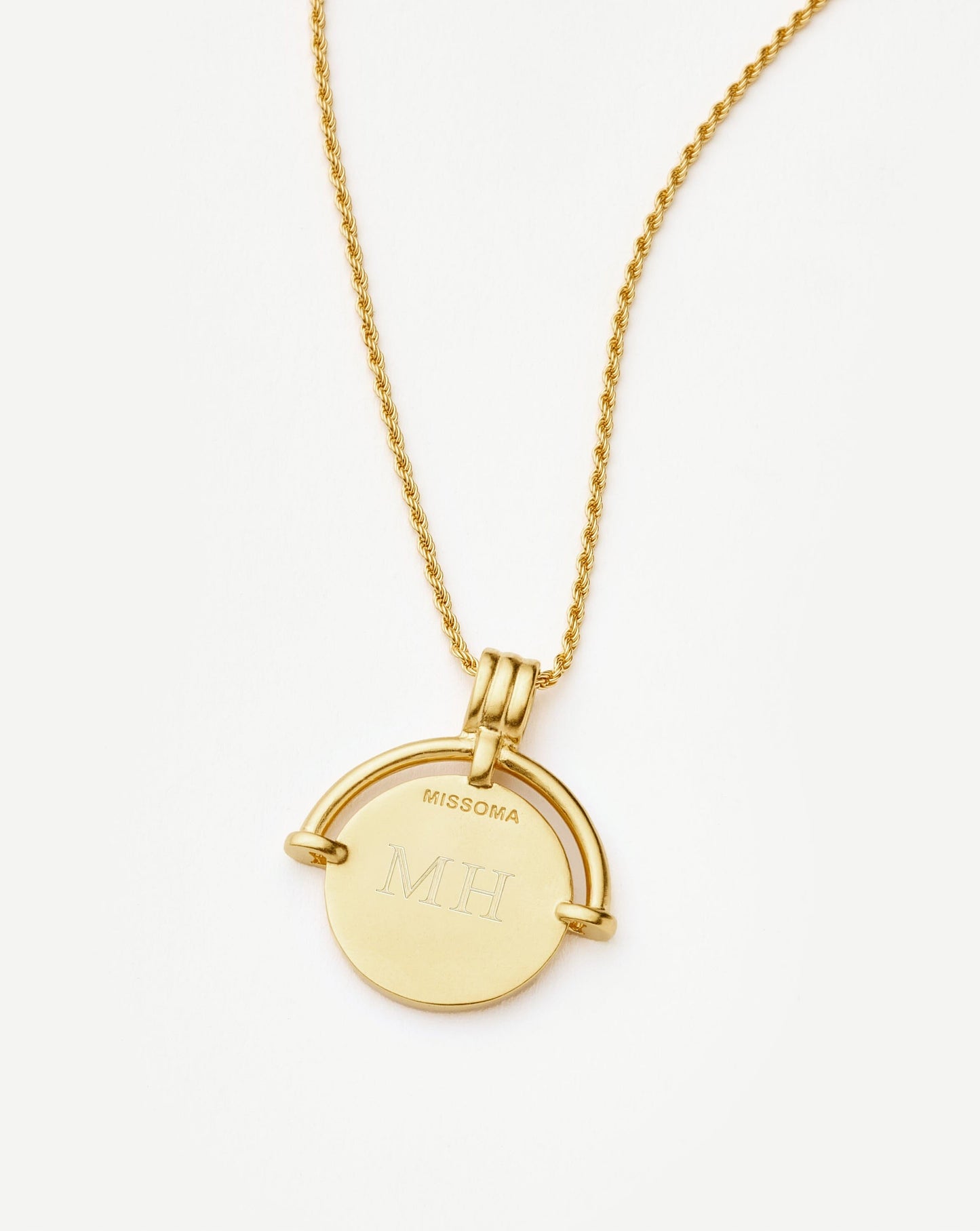 Lucy Williams Medium Engravable Roman Arc Coin Necklace | 18ct Gold Plated