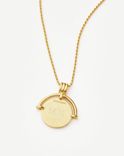 Lucy Williams Medium Engravable Roman Arc Coin Necklace | 18ct Gold Plated
