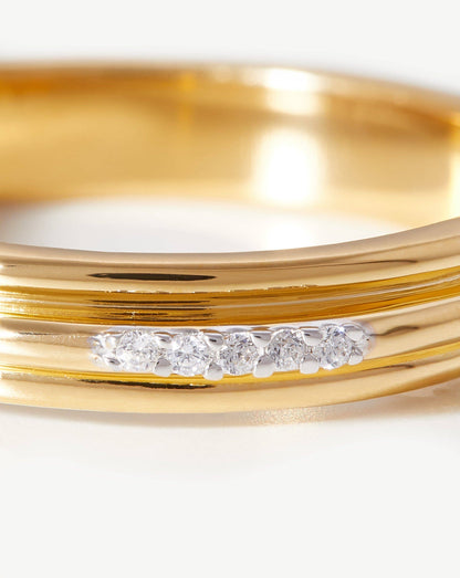 Lucy Williams Pave Ridge Ring | 18ct Gold Vermeil/Cubic Zirconia