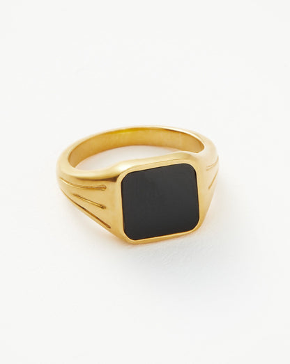 Lucy Williams Square Signet Ring | 18ct Gold Vermeil/Black Spinel