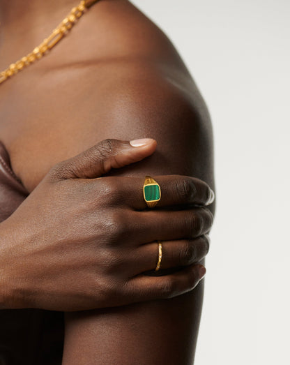 Lucy Williams Square Signet Ring | 18ct Gold Vermeil/Malachite