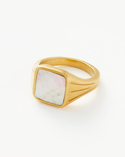 Lucy Williams Square Signet Ring | 18ct Gold Vermeil/Mother of Pearl