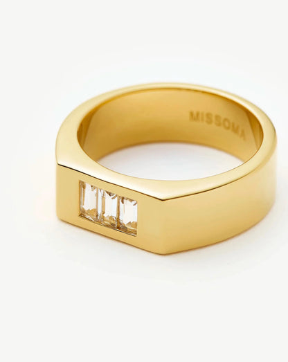 Lucy Williams Triple Stone Chunky Ring | 18ct Gold Plated