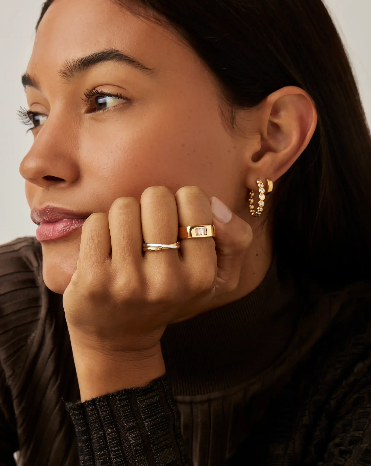 Lucy Williams Triple Stone Chunky Ring | 18ct Gold Plated