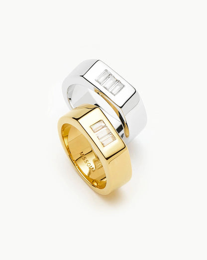 Lucy Williams Triple Stone Chunky Ring | 18ct Gold Plated