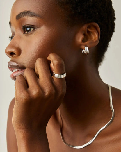 Lucy Williams Triple Stone Chunky Ring | Silver Plated