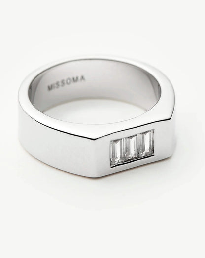 Lucy Williams Triple Stone Chunky Ring | Silver Plated