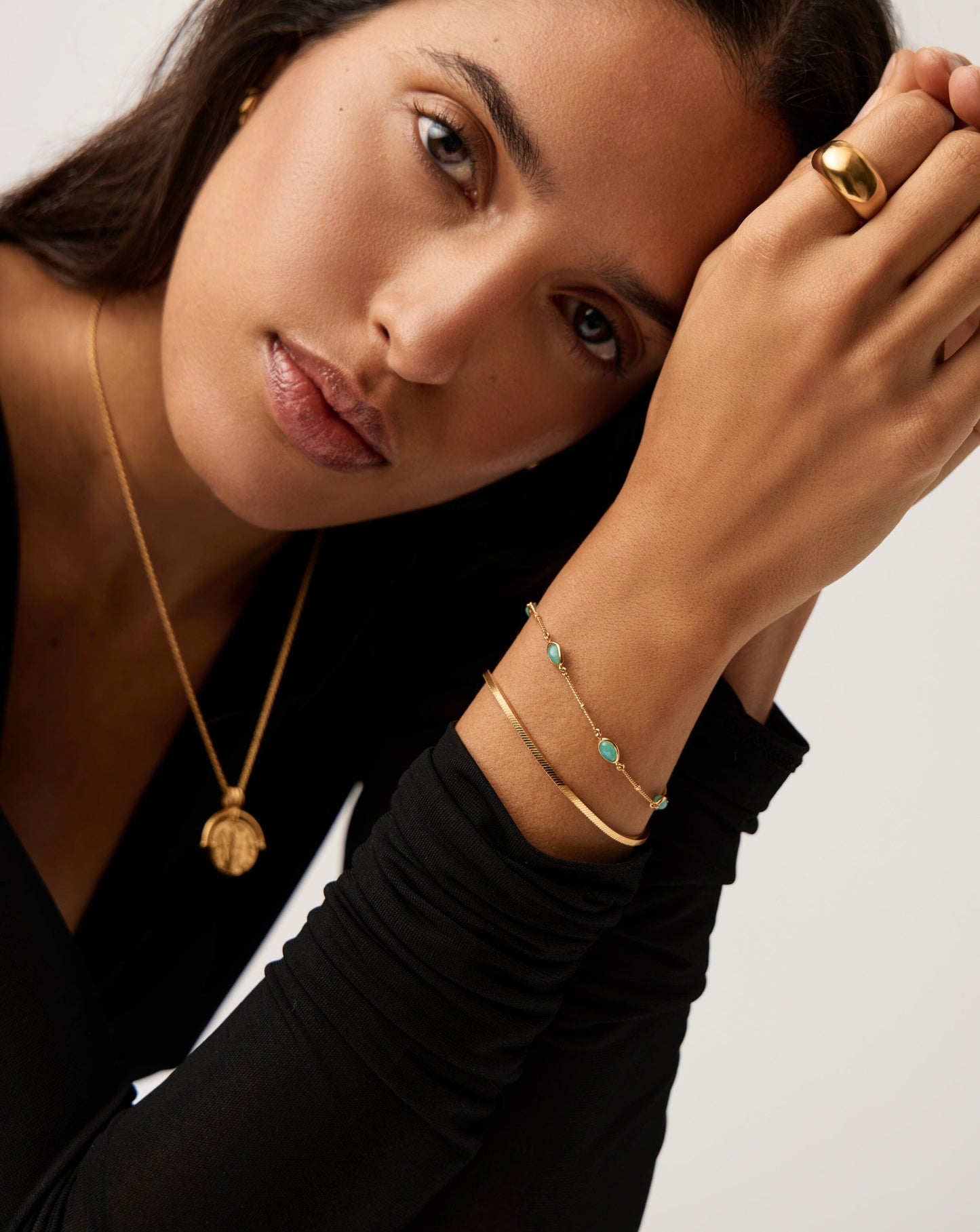 Magma Gemstone Charm Bracelet | 18ct Gold Vermeil/Amazonite