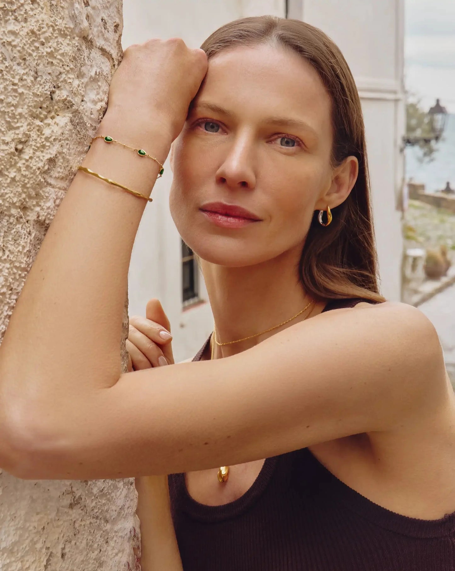 Magma Gemstone & Molten Cuff Bracelet Set | 18ct Gold Vermeil / 18ct Gold Plated