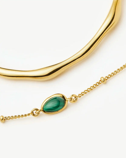 Magma Gemstone & Molten Cuff Bracelet Set | 18ct Gold Vermeil / 18ct Gold Plated
