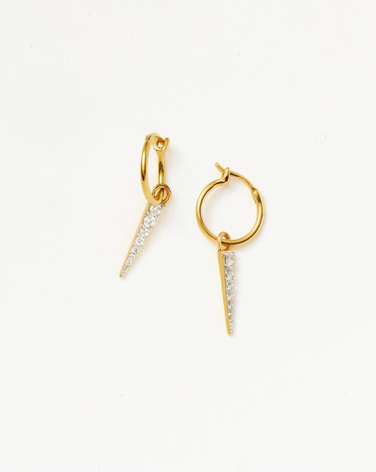 Mini Pave Spike Charm Hoop Earrings | Gold/Cubic Zirconia