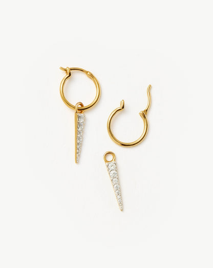 Mini Pave Spike Charm Hoop Earrings | Gold/Cubic Zirconia