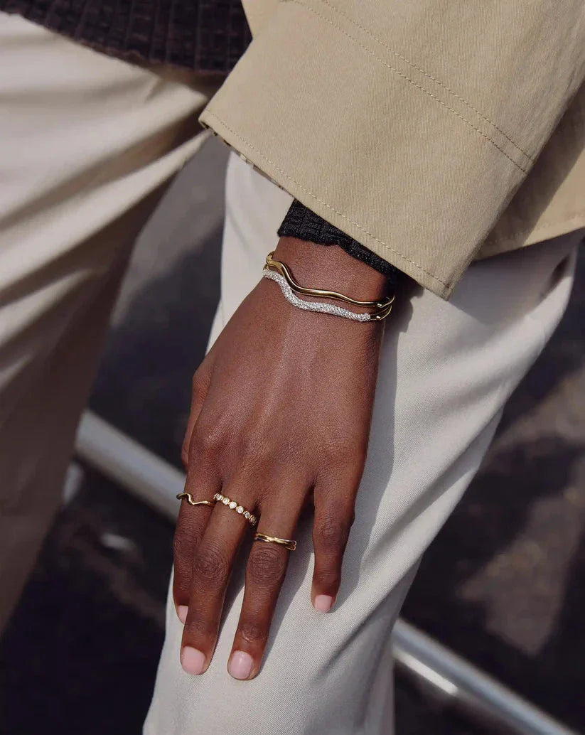 Molten Classic Hinged Bangle | 18ct Gold Plated