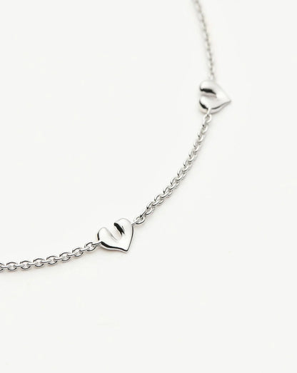 Molten Heart Mini Charm Bracelet | Sterling Silver