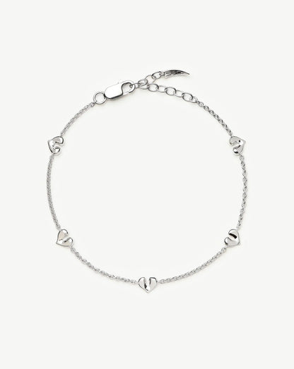 Molten Heart Mini Charm Bracelet | Sterling Silver
