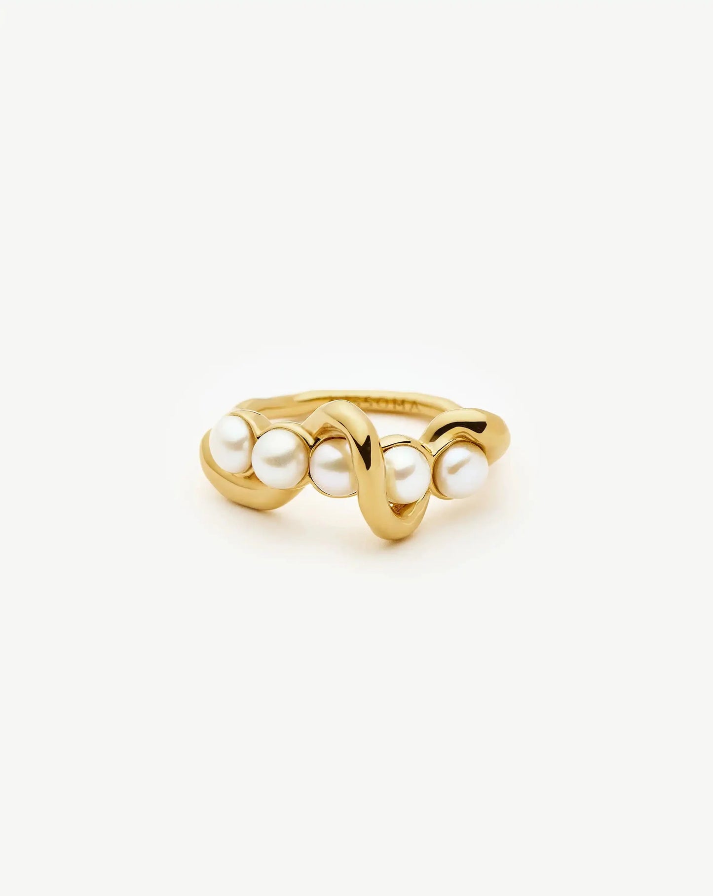 Molten Pearl Twisted Stacking Ring | 18ct Gold Vermeil/Pearl