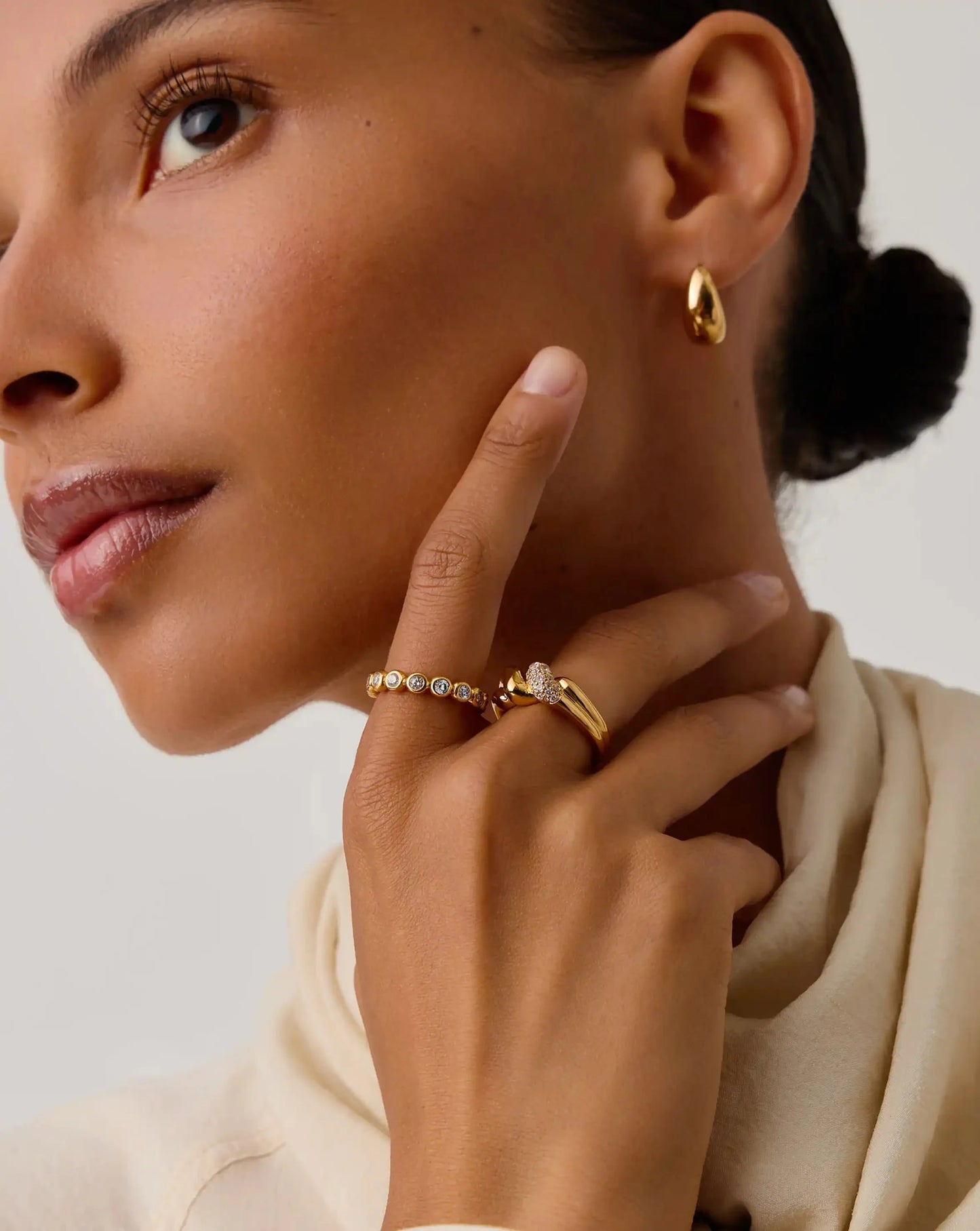 Molten Snow Double Statement Ring | 18ct Gold Plated/Cubic Zirconia