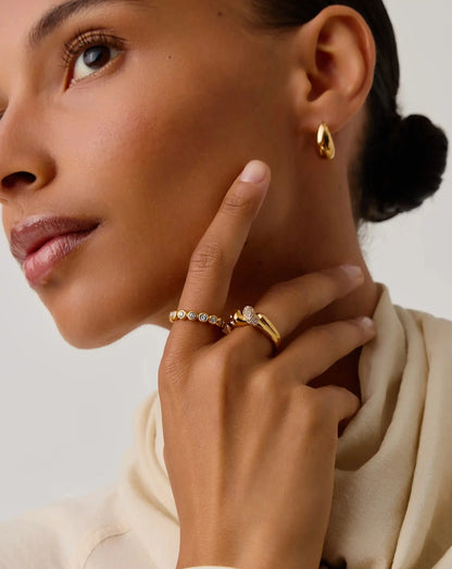 Molten Snow Double Statement Ring | 18ct Gold Plated/Cubic Zirconia