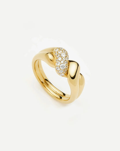Molten Snow Double Statement Ring | 18ct Gold Plated/Cubic Zirconia