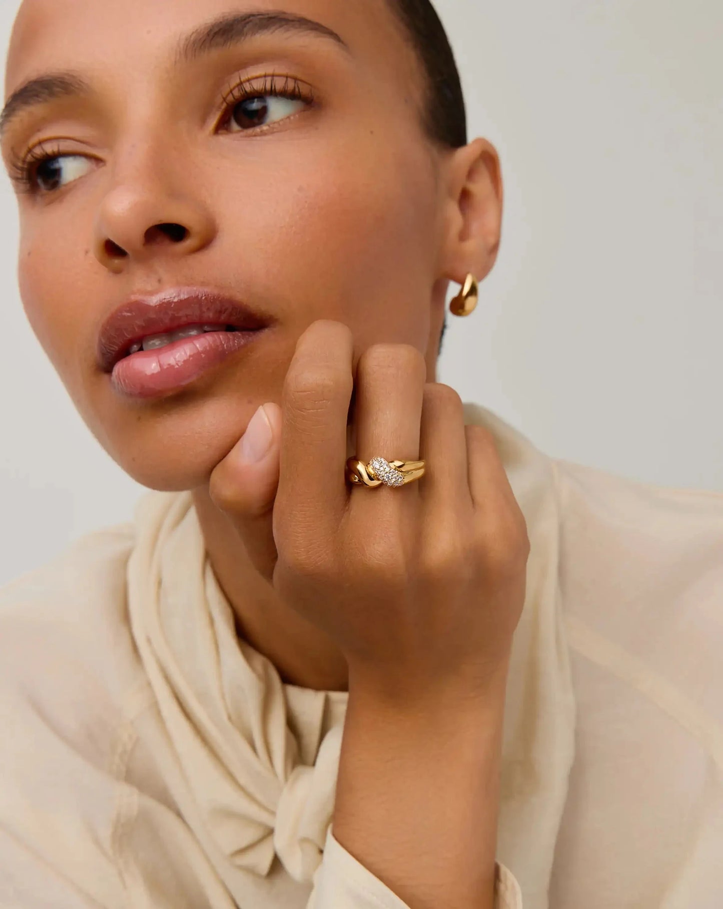 Molten Snow Double Statement Ring | 18ct Gold Plated/Cubic Zirconia